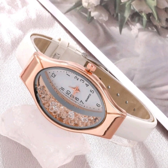 Women White Strap Rose Quartz Watch - Picture 2 of 5